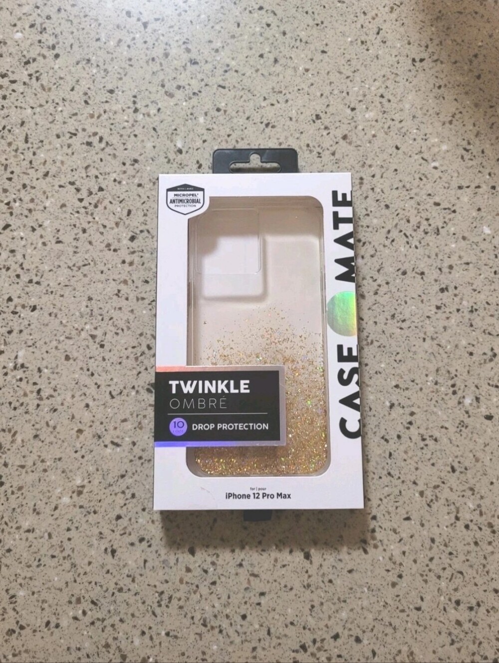 Case Mate iPhone 12 Pro Max Gold Ombre Glitter Cellphone Case Antibacterial NEW